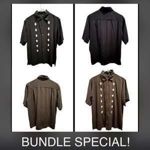 PAIR: Van Heusen 100% washable silk button-down short sleeve shirts